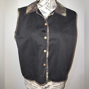 Vintage TanTrums Safari Patchwork Vest/Tiger & Leopard Print/Size Large